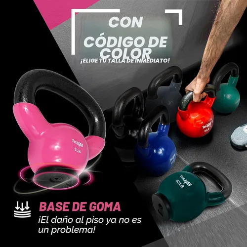 Miniatura 5 de Yes4All Juego de pesas rusas con base de goma, pesas rusas para mujer, pesas rusas de entrenamiento de fuerza (10-65 libras)