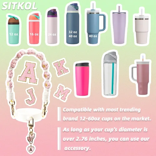 Miniatura 2 de Lindo juego de dijes de letras compatible con botella de agua Owala de 24 oz, 32 oz, 40 oz, Owala Kids, vaso térmico de café Owala, Owala FreeSip