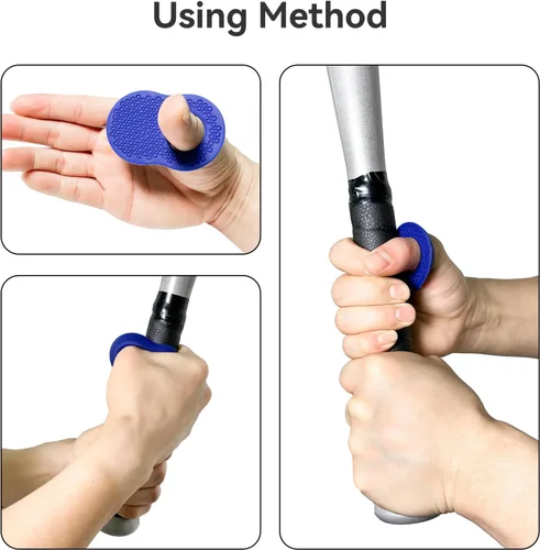 Miniatura 6 de Paquete de 2 protectores de pulgar de béisbol para bateadores profesionales, ayuda de entrenamiento de swing de bateo, protector de pulgar de Azul
