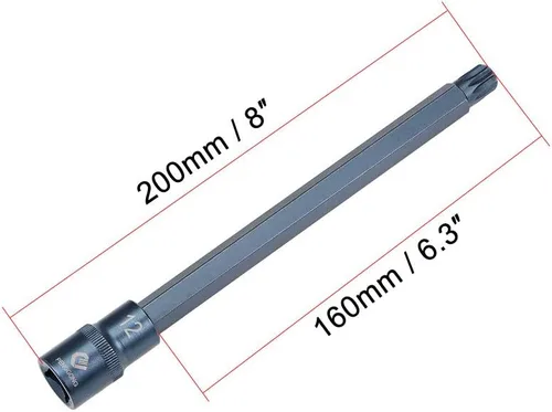 Miniatura 2 de uxcell 1/2" Drive x M12 (0.472 in) Triple Square Spline Bit Socket, brocas de acero S2, enchufes CR-V de 8" de longitud (solo para uso manual)