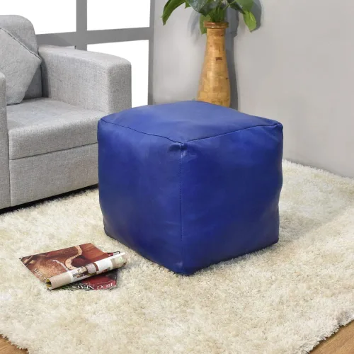 Miniatura 21 de Rugsotic Carpets Puf de cuero de cabra redondo hecho a mano ecológico negro – Puf de forma redonda, 14.0 in x 14.0 in x 14.0 in x 14.0 in, liso