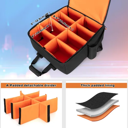 Miniatura 2 de LUXJA Bolsa de luz acolchada para par (mochila) se adapta a 8 luces par, funda de luces par con divisor interior y bolsillos para accesorios