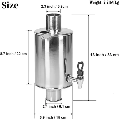 Miniatura 3 de FireHiking Estufa de leña Tanque de agua para estufa de 2.36 pulgadas, tubo de acero inoxidable, para camping, estufa de tienda caliente, calentador