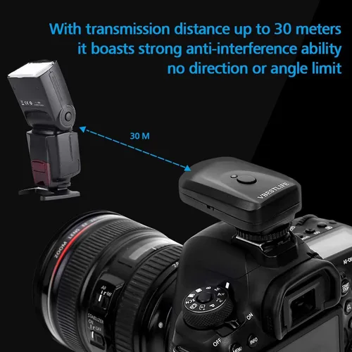 Miniatura 4 de Juego de disparadores de flash, 433 MHZ 16 canales Speedlite Studio Shutter Release Transceptor Kit con 1 transmisor 3 receptores 1 cable