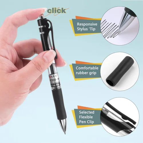 Miniatura 3 de Bribobo Bolígrafos de gel de punta fina, bolígrafos de escritura suave, bolígrafos retráctiles de tinta negra para suministros de oficina escolar