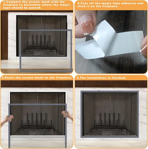Miniatura 4 de Cubierta de malla para chimenea, cubierta magnética para chimenea a prueba de bebés, barrera a prueba de mascotas con cinta mágica, puerta