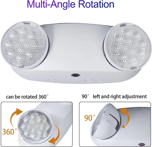 Miniatura 4 de TANLUX Luces de emergencia LED con batería de respaldo, luces de emergencia comerciales ajustables de dos cabezales, certificación UL, CA 120/277 V
