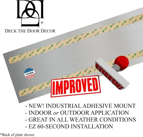 Miniatura 4 de Deck the Door Decor Placa de empuje de puerta - Montaje adhesivo 3M - Varios tamaños y acabados (níquel satinado, 4 x 16)