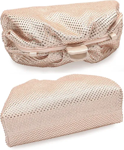 Miniatura 4 de Bolso de mano con marco de cristal con diamantes de imitación, bolso de embrague plisado para mujer