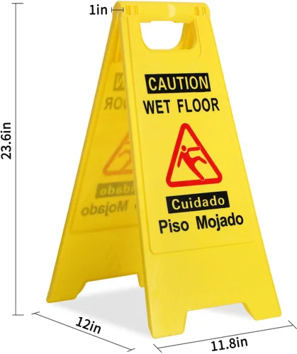 Miniatura 2 de CERLMLAND Señal de precaución mojada para piso, plegable, resistente, bilingüe de doble cara, letreros de advertencia de seguridad para uso