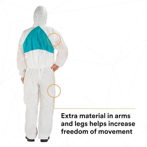 Miniatura 5 de 3M - Overol desechable de protección, paquete a granel de 25 unidades, con capucha con puños de punto, protección contra salpicaduras de líquidos