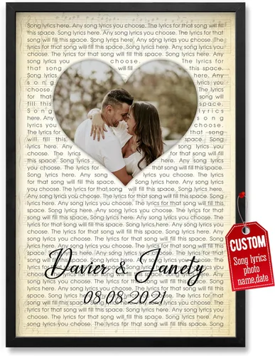 Miniatura 30 de H-DEWALL Póster personalizado de letras de canciones, regalos de cumpleaños para esposo para dormitorio, discos de vinilo, fotos, regalos para él