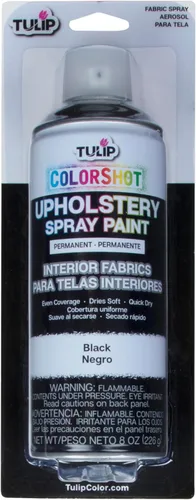 TULIP ColorShot - Pintura en aerosol de tela para tapicería, pintura de tela permanente para muebles, 8 onzas, negro