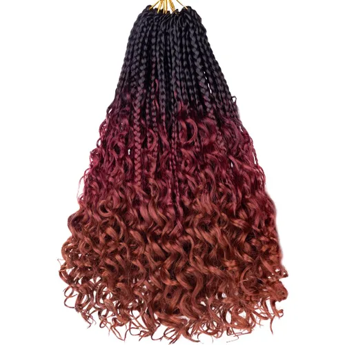 Miniatura 55 de Beverlee Goddess Box - Trenzas de ganchillo de 8 pulgadas, 8 paquetes de trenzas de ganchillo bohemias, extremos rizados, pelo sintético rizado