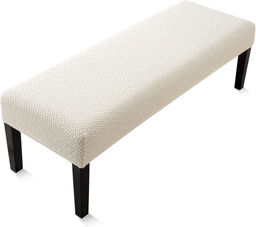 Miniatura 10 de Fuloon - Funda elástica de jacquard para banco de comedor, antipolvo, desmontable, funda para banco lavable, protector de cojín de asiento para Beige