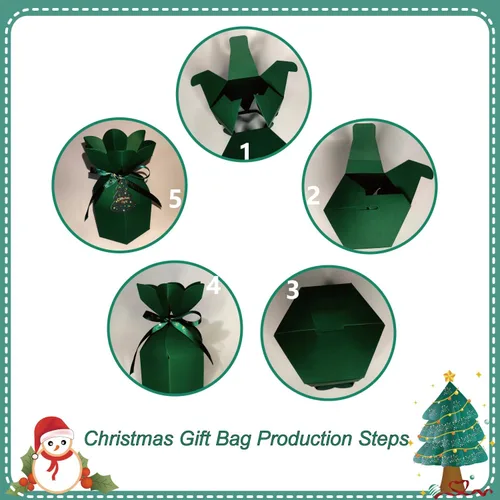 Miniatura 6 de 20 piezas de cajas de regalo de Navidad con tapa, juego de fiesta de galletas, caja de papel para golosinas con moño, tamaño pequeño, envoltorio