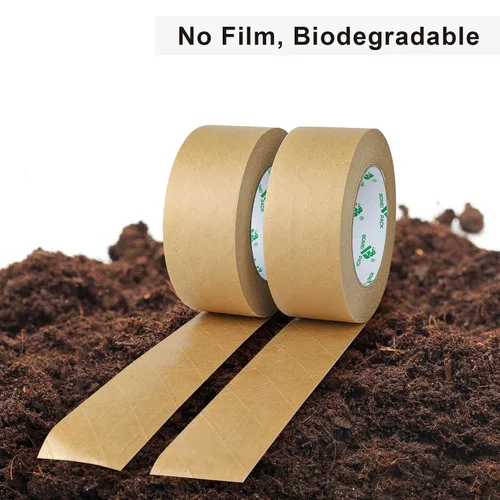 Miniatura 4 de BOMEI PACK Cinta de embalaje de papel reforzado de 2 pulgadas, cinta de envío de papel kraft autoadhesiva biodegradable, para embalaje resistente