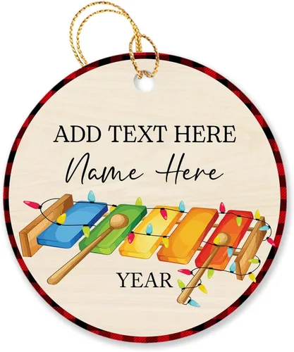 Miniatura 16 de Adorno de Navidad personalizado de acordeonista que toca acordeón, nombre personalizado y año, adorno de Navidad para acordeonista, instrumento