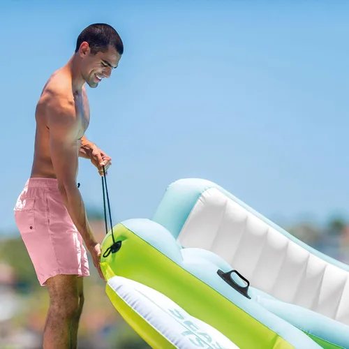 Miniatura 5 de Intex Seascape - Flotador inflable de isla con área más fresca integrada, soporte para tazas y respaldos de gran tamaño para adultos