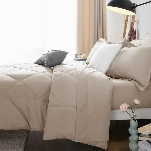 Miniatura 9 de CozyLux Juego de edredón tamaño queen de lino - Ropa de cama en una bolsa tamaño queen de 7 piezas, juego de cama suave de lujo para todas