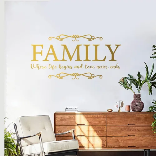Miniatura 5 de Vinilo decorativo para pared, diseño con cita familiar, diseño de vida y amor, mural para el hogar, cocina, sala de estar, calcomanía extraíble Negro