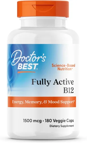Doctor's Best Vitamina B12 Metilcobalamina para hombres y mujeres – Vitamina B 12 cápsulas 1500 mcg, suplemento VIT B-12, vegano, sin gluten, sin