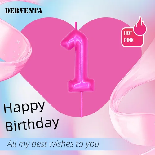 Miniatura 2 de DERVENTA Vela con números de 2.36 pulgadas, decoración perfecta para cumpleaños, brunch, postre, pastel, 1 pieza (número 0 rosa)