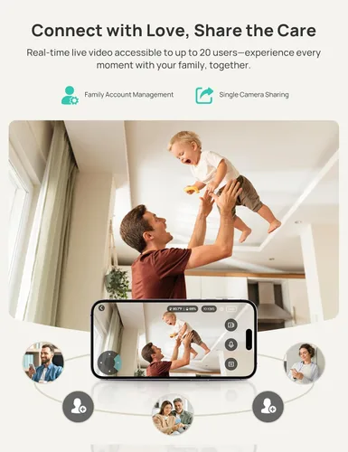 Miniatura 7 de Dr.Care VistaView Monitor inteligente WiFi de 5 pulgadas para bebé, control de aplicación de cámara 2K y pantalla dividida de 1080P, detección