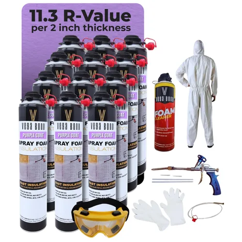 Miniatura 14 de Vega Bond SF001 paquete con pistola, un solo componente premium, autoexpandible, espuma en aerosol de aislamiento de celdas cerradas Purplecoat, 29