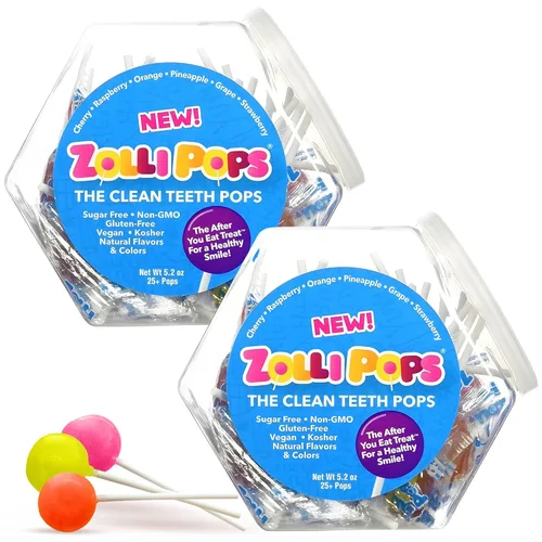 Miniatura 7 de Zollipops Caramelo y manzana verde, 10.4 onzas, sin azúcar, sin alergias, vegano, apto para dieta cetogénica y diabética, caramelo de dientes limpios