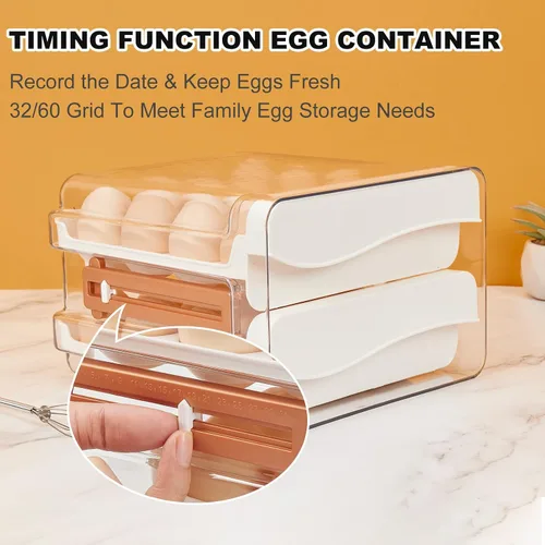 Miniatura 3 de Recipiente de almacenamiento de huevos para refrigerador,Soporte para 32 huevos para refrigerador,Organizador de huevos de gran capacidad