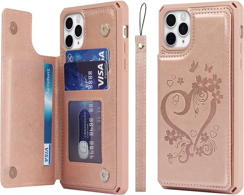 Miniatura 21 de Cavor Funda para iPhone 11 Pro Max con tarjetero, cartera con tarjetero y tarjetero para tarjetas de crédito para iPhone11ProMax