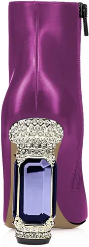 Miniatura 149 de FSJ Botas de tacón alto con punta puntiaguda para mujer, con tacón alto, con cremallera lateral brillante, estilo casual, para uso diario, zapatos