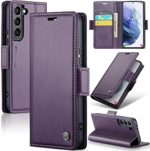 Miniatura 25 de Funda tipo cartera compatible con Samsung Galaxy S21 con tarjetero de bloqueo RFID, funda de piel con función atril para Samsung Galaxy S21 de 6.2