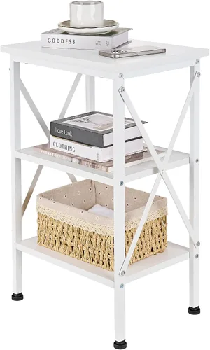 Miniatura 12 de VECELO Mesa auxiliar, mesita de noche, mesas auxiliares de sala de estar de 24 pulgadas de alto, mesitas de noche reforzadas con diseño X, mesa