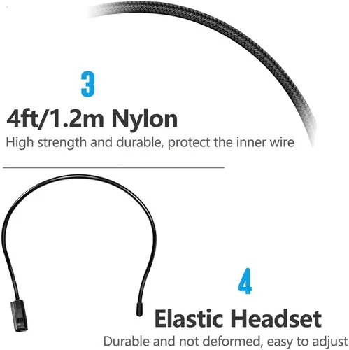 Miniatura 6 de VOVIGGOL 2 piezas de micrófono auricular con micrófono, cable flexible para amplificador de voz, auricular con conector jack de 3.5mm para cantar