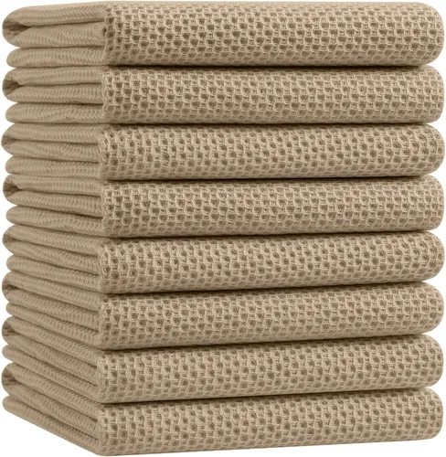 Miniatura 75 de Homaxy Paños de cocina de 100% algodón con tejido de gofre, ultra suaves, absorbentes, de secado rápido, 12 x 12 pulgadas, paquete de 6, amarillo