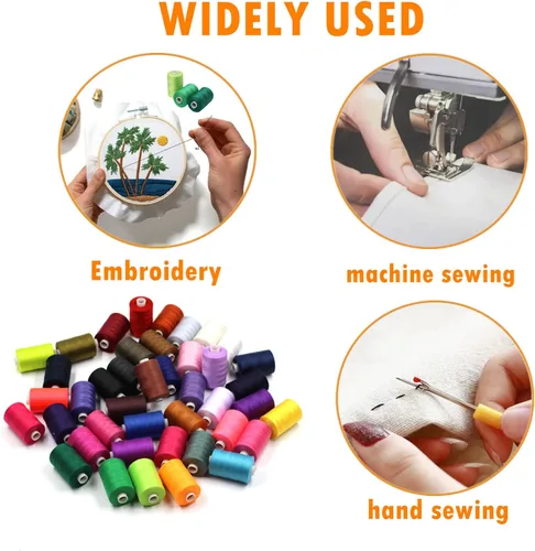 Miniatura 5 de Simthread Hilo de coser multiusos, 24 carretes, hilo de poliéster de 1000 yardas para coser, prácticos hilos de coser de poliéster para máquina