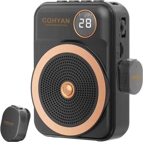 Amplificador de voz para profesores con micrófono inalámbrico de solapa Lavalier, micrófono Bluetooth portátil y altavoz, megáfono de bocina