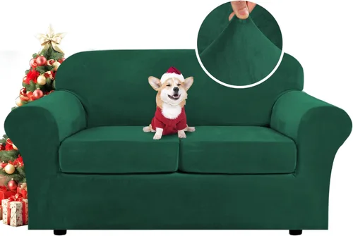 Miniatura 18 de H.VERSAILTEX Fundas de Sofá Elásticas de Terciopelo Real Suave de 3 Piezas Fundas de Sofá para Sofá de 2 Cojines Fundas de Loveseat con Ancho de Gris