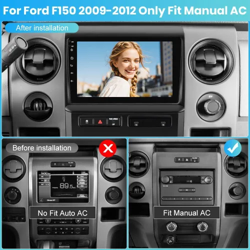 Miniatura 2 de Radio Android para Ford F150 2009-2012 0nly ajuste manual de CA, con pantalla táctil de 9 pulgadas, 2 GB+64 GB, compatible con Carplay, Android