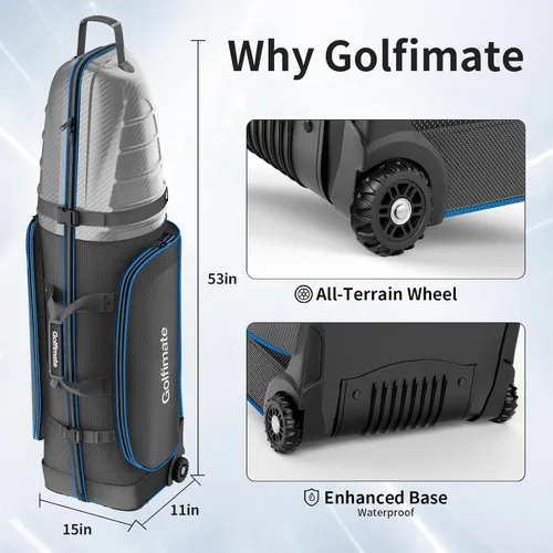 Miniatura 3 de Golf Travel Bags for Airlines with Carbon Fiber Hard Top, Protective Club Traveling Cover with Wheel, Golf Club Carrier Case for Airplanes, Thick