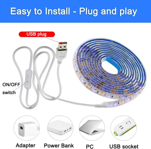 Miniatura 3 de Tira de luz LED negra, 6.6 pies, 120 cuentas de lámpara, accesorios de luz negra flexibles de 5 V, tira de luz negra de 6.6 ft, no impermeable