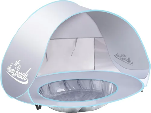Miniatura 13 de Monobeach Tienda de campaña de playa para bebés con piscina: tienda de campaña desplegable con estrellas marrones para niños pequeños, refugio