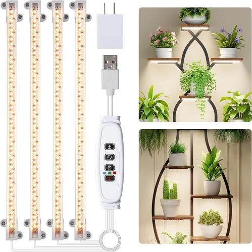 Miniatura 16 de Hywyimlait - Tiras de luz LED para crecimiento de plantas de interior, espectro completo 3500K, barra de luz para plantas con 96 LEDs con 3500K