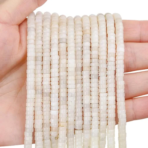 Miniatura 17 de BONNY BOXX 150 piezas de cuentas espaciadoras de jade blanco natural, cuentas sueltas semipreciosas planas redondas de jade heishi para hacer joyas