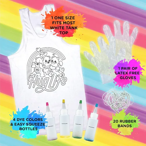 Miniatura 5 de Fashion Angels Care Bears - Kit de teñido anudado, juego de camiseta sin mangas, incluye tintes no tóxicos, camiseta sin mangas, guantes, bandas