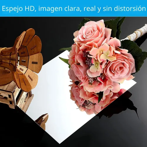Miniatura 4 de Lámina de espejo acrílico de 16 x 12 pulgadas, azulejos de espejo corporales flexibles sin vidrio, calcomanías de espejo grandes autoadhesivas