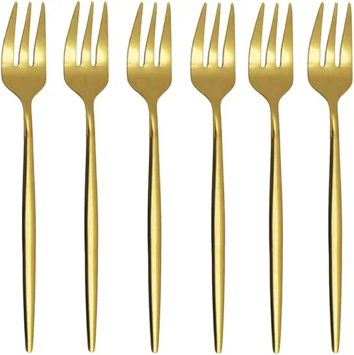 Miniatura 10 de Juego de 6 espátulas de pastel de pizza para tartas, espátulas de acero inoxidable 18/10, tenedores para tartas, mini tenedores para frutas