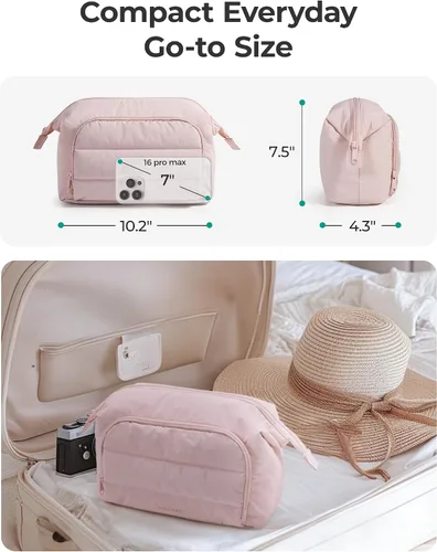 Miniatura 7 de BAGSMART Bolsa de Maquillaje, Esponjosa, Negro, Bolsa de maquillaje